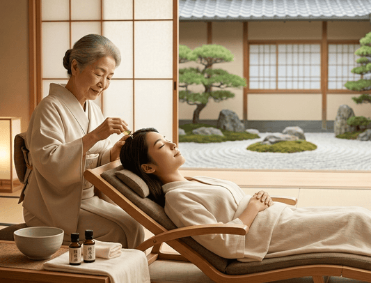 Rituel de head spa japonais traditionnel et massage manuel