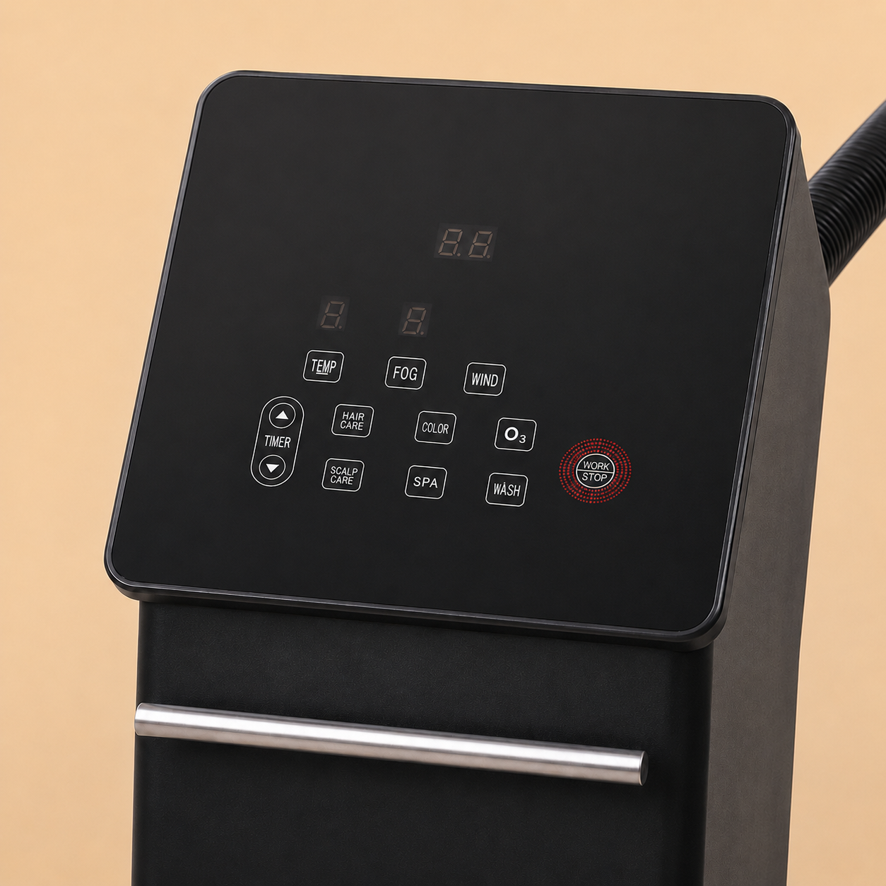 Détail panneau tactile vapozone professionnel température et minuterie