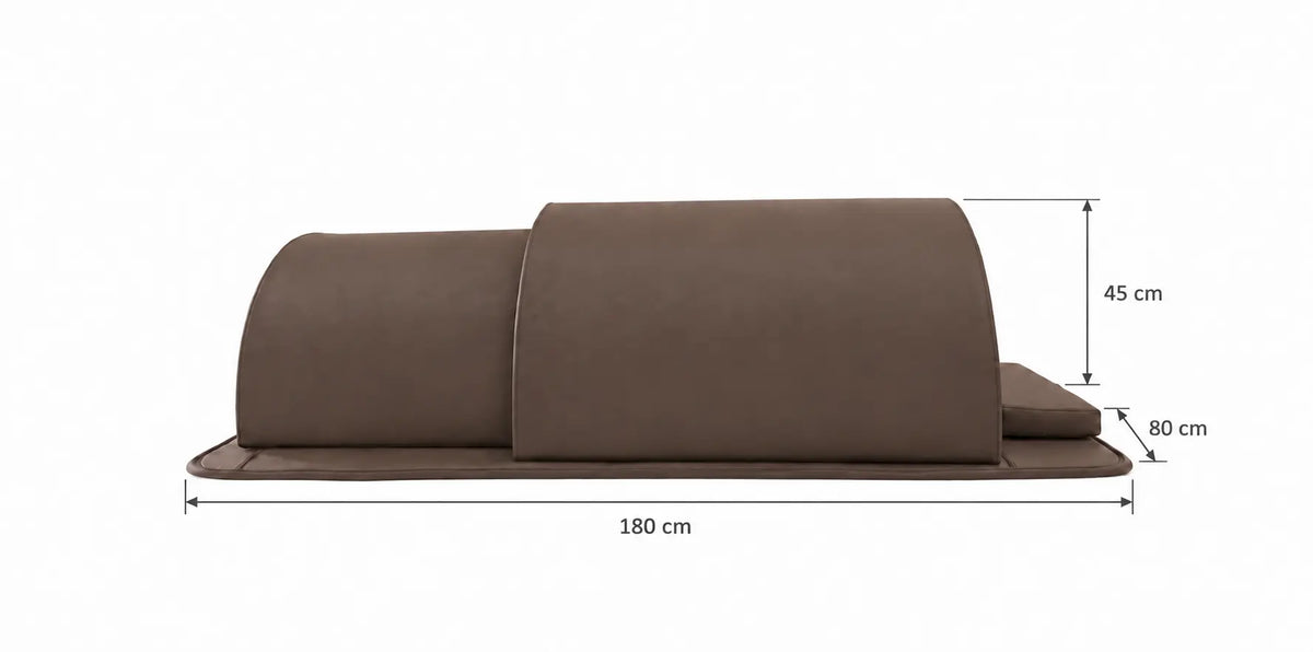 Dimensions du Haruki Dôme : 180 cm de long, 80 cm de large et 45 cm de haut, en deux modules sur son tapis de base