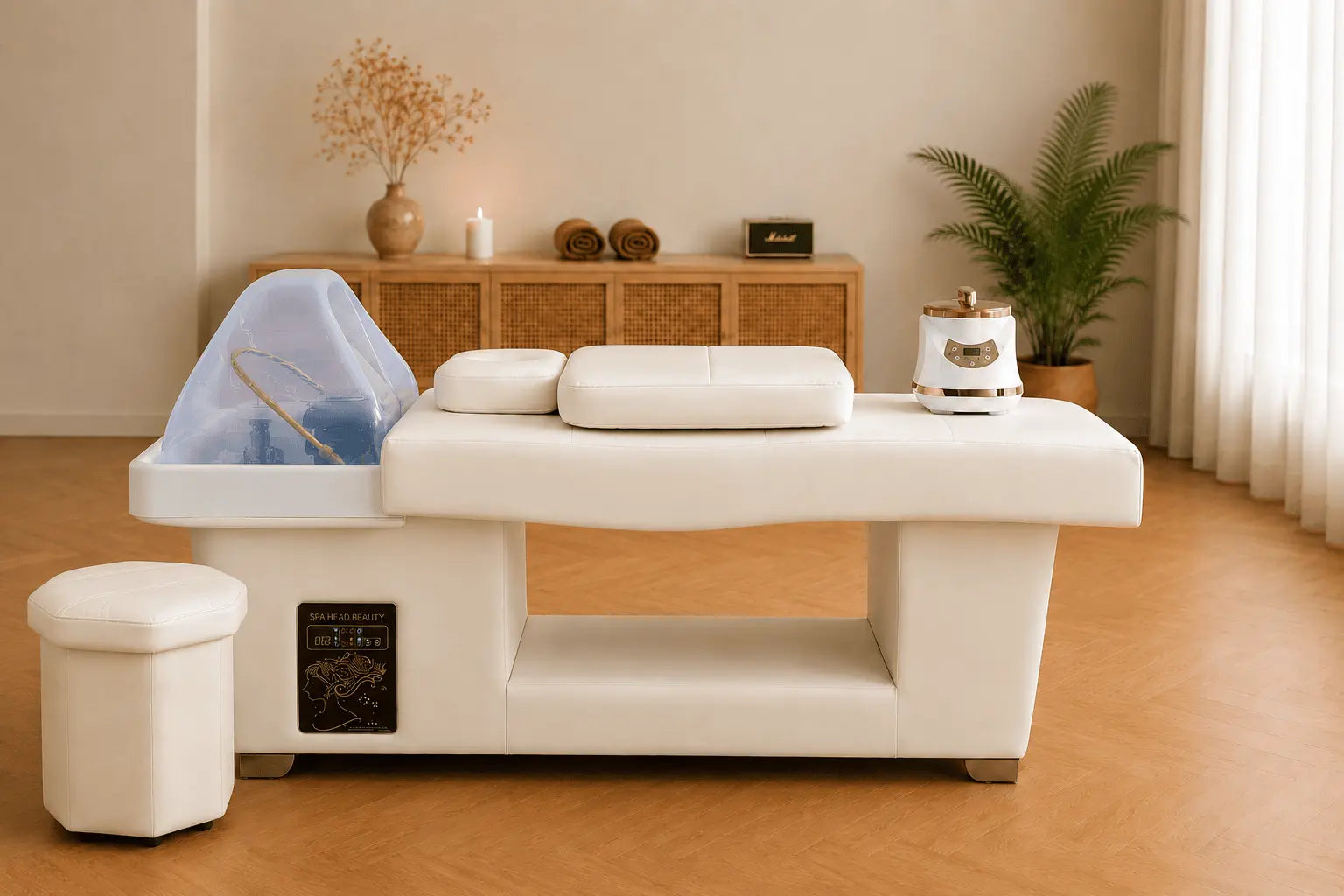 Table head spa Kyoto crème – ouvert vue de face complète
