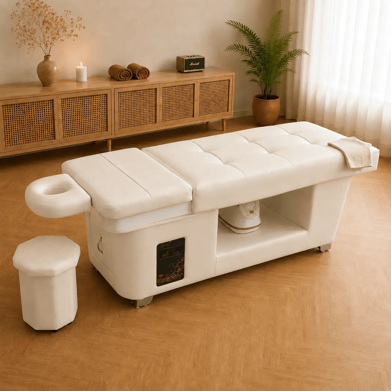Table head spa Kyoto crème – configuration massage bac fermé