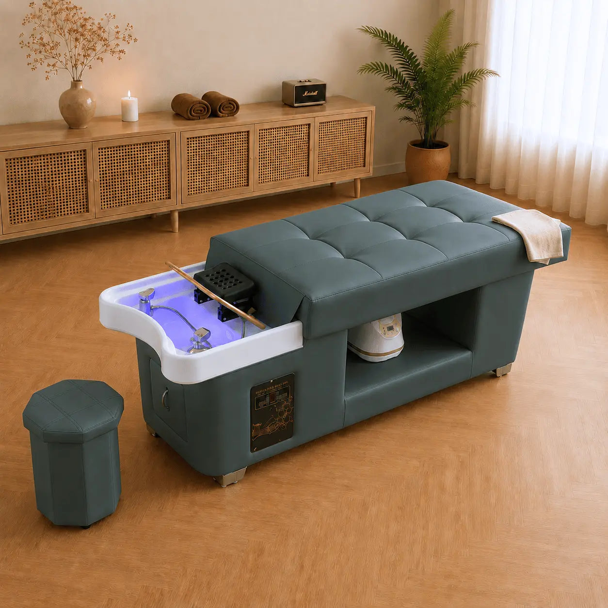Table head spa Kyoto coloris vert paon – vue d'ensemble